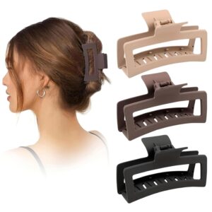 ANNA CREATIONS Korean Large Matte Hair Claw Clips for Thick Hair 10.4cm Premium Strong Hold Long Thin Thick Hair Clips Fashion Big Hairclip Hair Accessories Clutches Women and Girls 3 Pcs (Style 2)