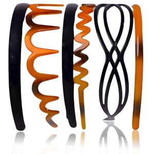 ANNA CREATIONS Korean Style Zig Zag Headband Multicolor Band Shark Teeth Hair Comb Wave Plastic Hairband Hair Accessories for Women and Girls (Pack of 6)