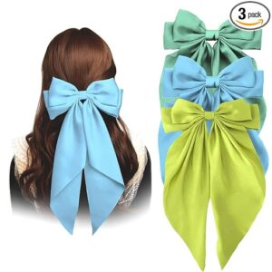 ANNA CREATIONS Fashion Hair Bows for Women Bows for hair Silk Satin Hair Ribbons Bow Hairclip for Women Cute Hair Clip for Girls Large Vintage Hair Accessories Big Ribbon Bow Clip (3 Pcs) (Multi-4)