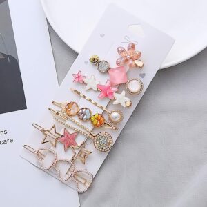 ANNACREATIONS 8 PCS Premium Korean stylish Hair Clips For Women And Girls, Multicolor 8 Piece Set (Pink)