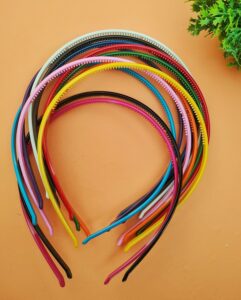 ANNA CREATIONS Set Of 12 Plastic Hair Bands for Girls & women (NARROW, MULTI COLOUR)