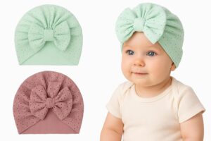 ANNA CREATIONS Premium Soft Bow Baby Head Wraps – Stretchable Elastic Headbands for Girls (Pack of 2)