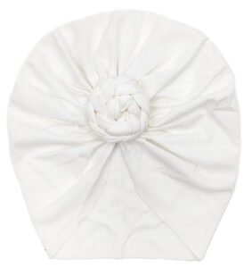 ANNACREATIONS Premium Soft Bow Head Wrap – Super Stretchable Headband for Baby Girls (White)